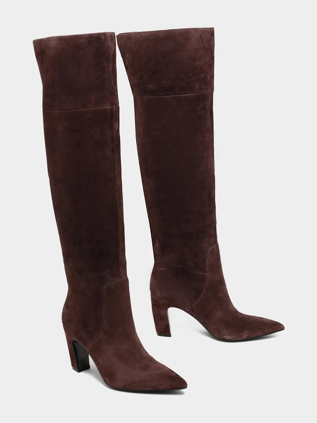 Ботфорты женские демисезонные, цвет бордовый, натуральный велюр 497232 | 3