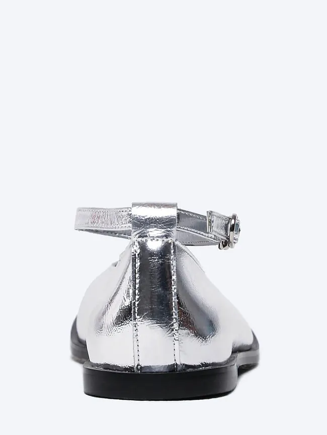 Балетки женские всесезонные, цвет серебряный, натуральная кожа и полимерные материалы 1849716 | 5