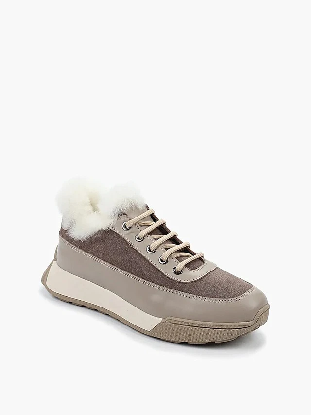 Кроссовки женские зимние, цвет мокко, натуральная кожа 136600M | 1