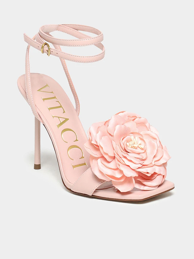 Босоножки женские летние, цвет пудровый, натуральная кожа 1495156F | 2