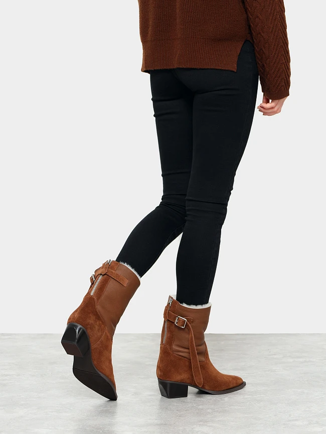 Полусапоги женские зимние, цвет рыжий, натуральный спилок 1731192M | 8