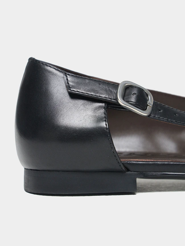 Балетки женские летние, цвет черный, натуральная кожа 1731380 | 5