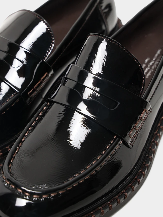 Лоферы женские всесезонные, цвет черный, натуральная лаковая кожа 1821520 | 6