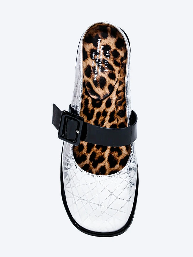 Балетки женские всесезонные, цвет серебряный, натуральная кожа/натуральная лаковая кожа 1849852 | 5