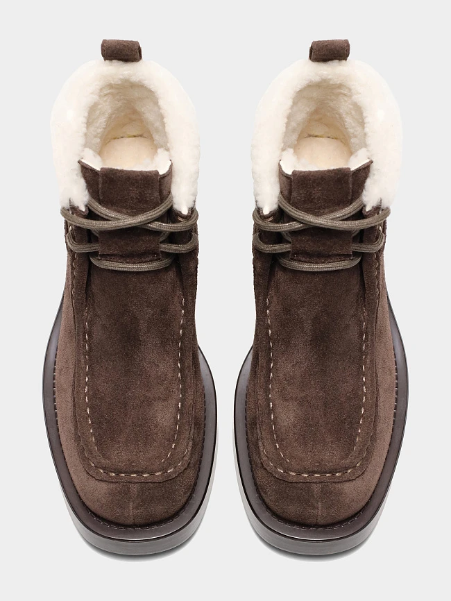 Ботинки женские зимние, цвет коричневый, натуральный спилок 1731198M | 4