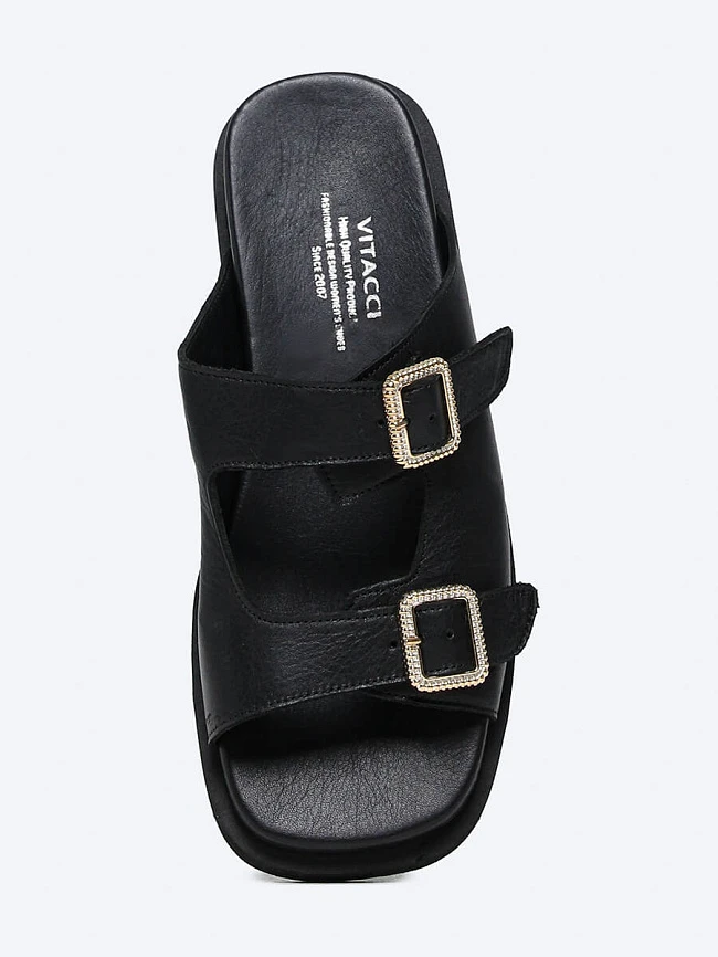 Сабо женские летние, цвет черный, натуральная кожа 887036 | 4