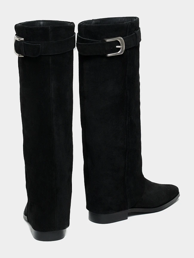 Сапоги женские демисезонные, цвет черный, натуральный спилок 7210332-2 | 4