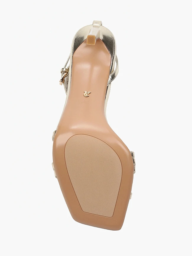 Босоножки женские летние, цвет золотой, натуральная кожа 495823P | 5