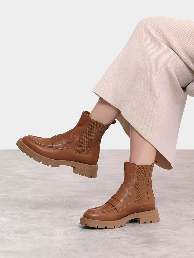 Ботинки женские демисезонные, цвет рыжий, натуральная кожа 1221253 | 11