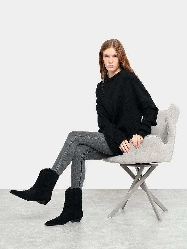 Полусапоги женские демисезонные, цвет черный, искусственный велюр 6550461 | 11