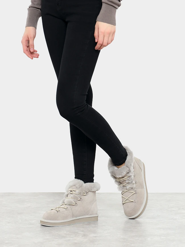 Ботинки женские зимние, цвет серый, натуральный спилок 7210438M | 7