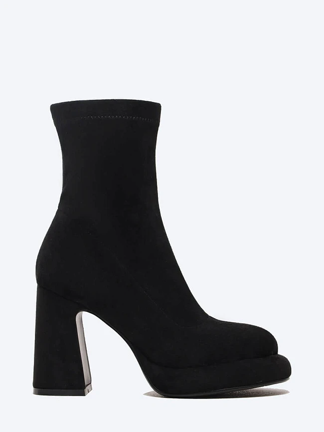 Полусапоги женские всесезонные, цвет черный, искусственный велюр 1848713 | 2