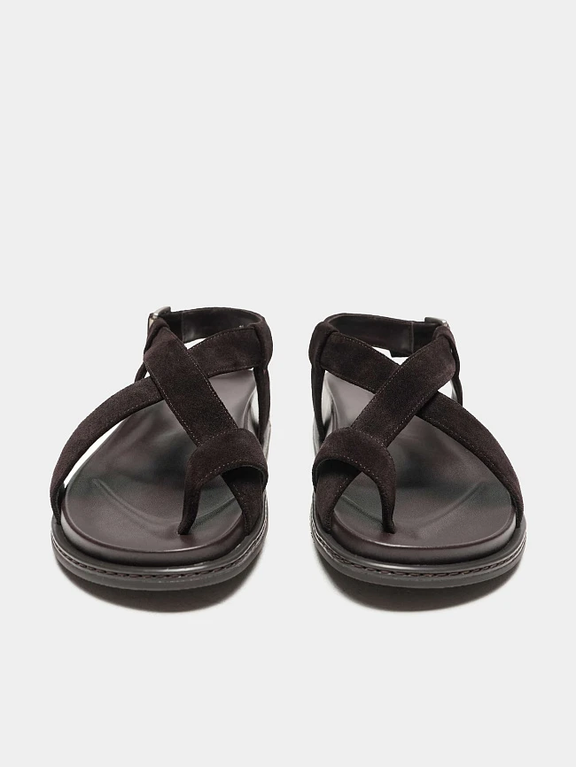 Сандалии женские летние, цвет коричневый, натуральный спилок 497603 | 7