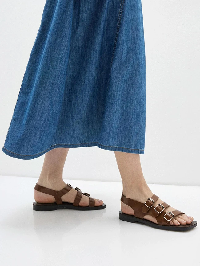 Сандалии женские летние, цвет рыжий, натуральная кожа 1494353 | 6