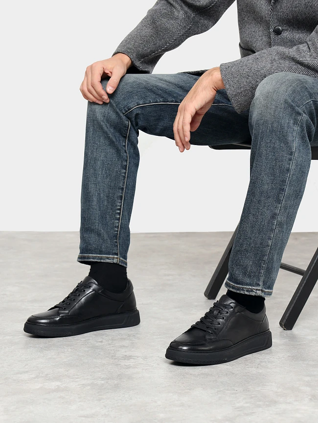 Кроссовки мужские демисезонные, цвет черный, натуральная кожа M254236 | 10