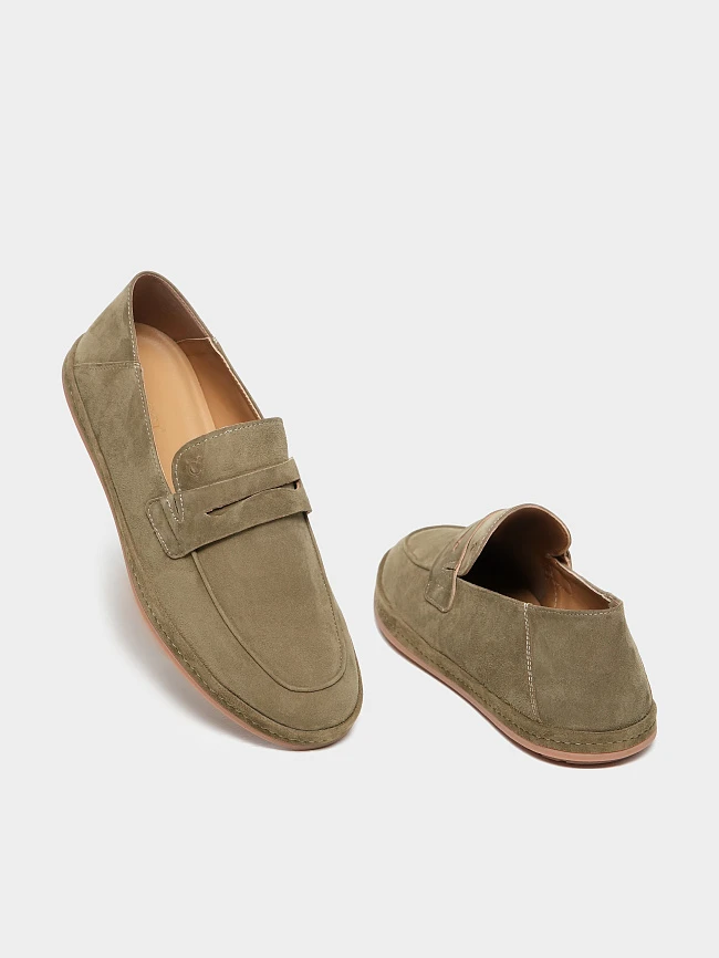 Лоферы мужские демисезон; лето;, цвет бежевый, натуральный велюр M254426 | 2