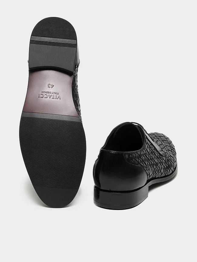 Полуботинки мужские всесезонные, цвет черный, натуральная кожа M262211 | 3