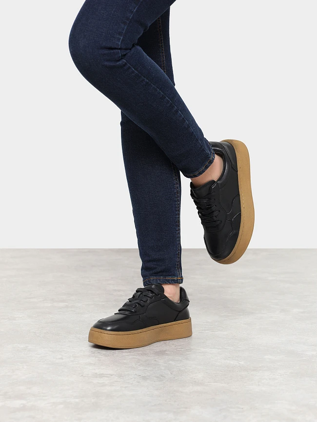 Кеды женские демисезонные, цвет черный, натуральная кожа 7210356 | 8