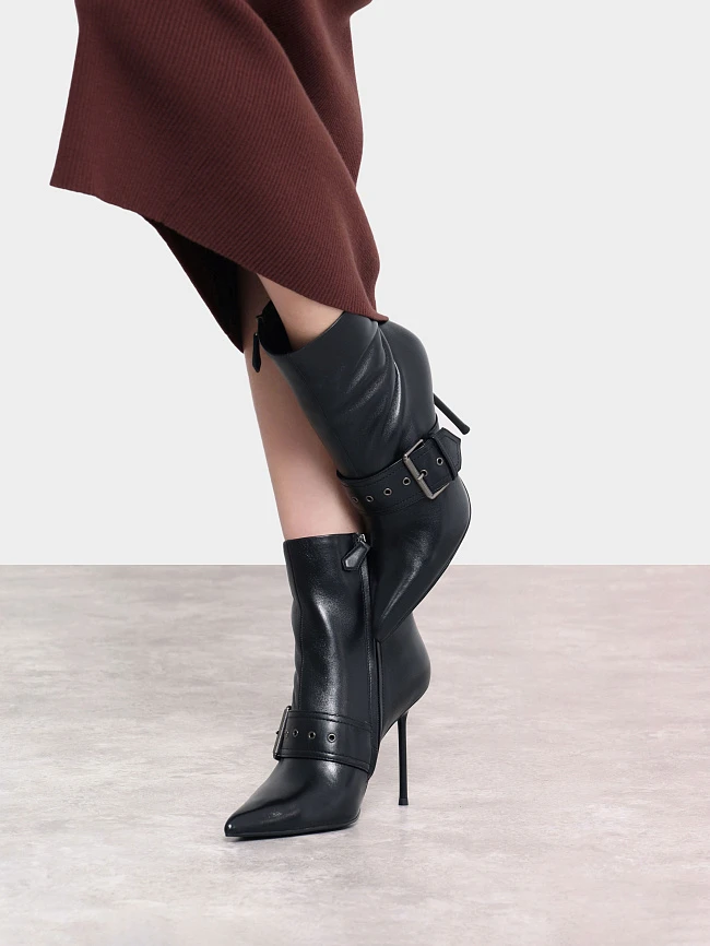 Полусапоги женские демисезонные, цвет черный, натуральная кожа 1493728 | 10