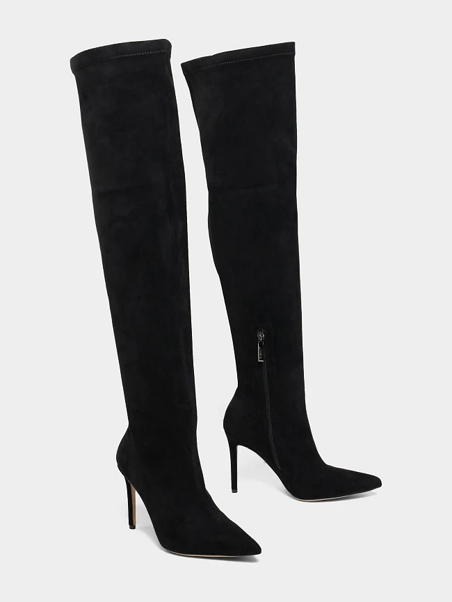 Ботфорты женские демисезонные, цвет черный, искусственный велюр 1849045P-2 | 3