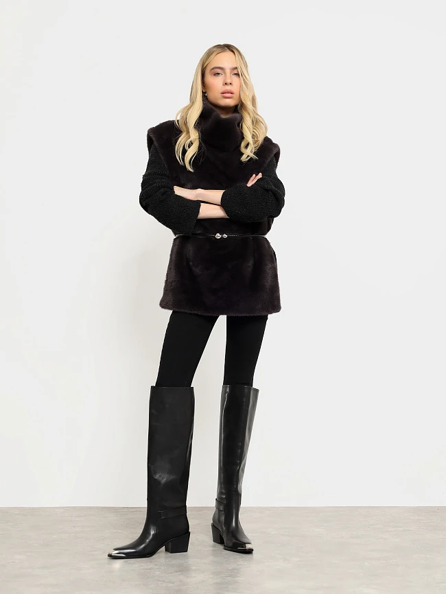 Сапоги женские демисезонные, цвет черный, натуральная кожа 497265 | 8