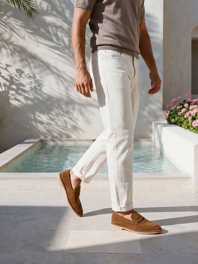 Лоферы мужские демисезон; лето;, цвет рыжий, натуральный спилок M254436 | 2