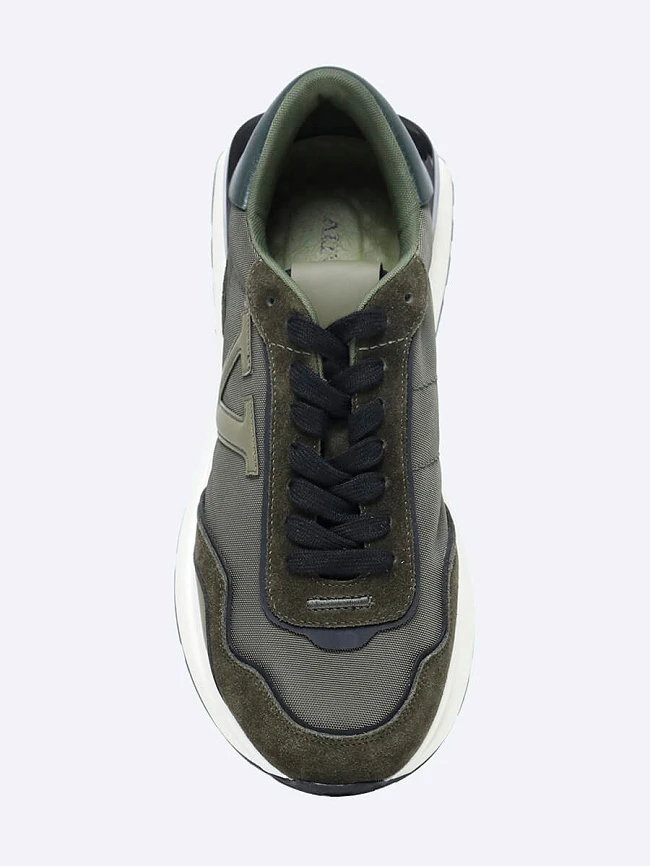 Кроссовки мужские демисезонные, цвет хаки, натуральный спилок/текстиль/натуральная кожа M03030 | 5