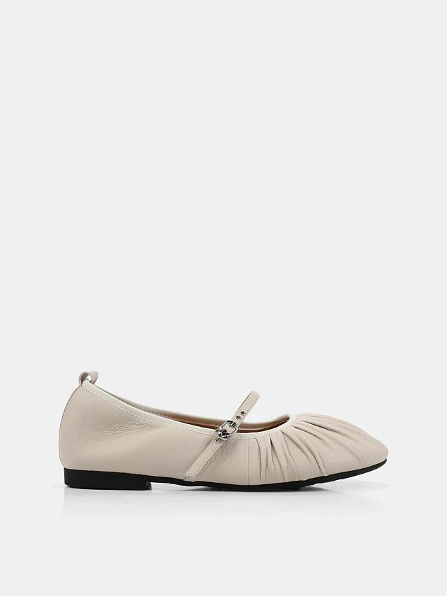 Балетки женские летние, цвет молочный, натуральная кожа 17VC209 | 1