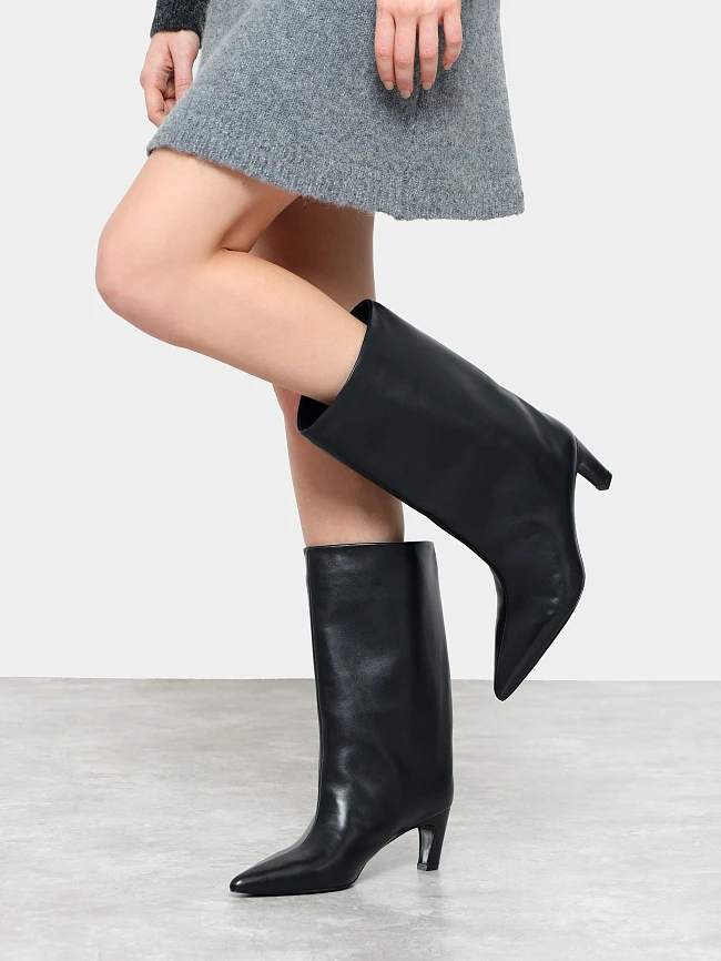 Сапоги женские всесезонные, цвет черный, натуральная кожа 497113 | 9