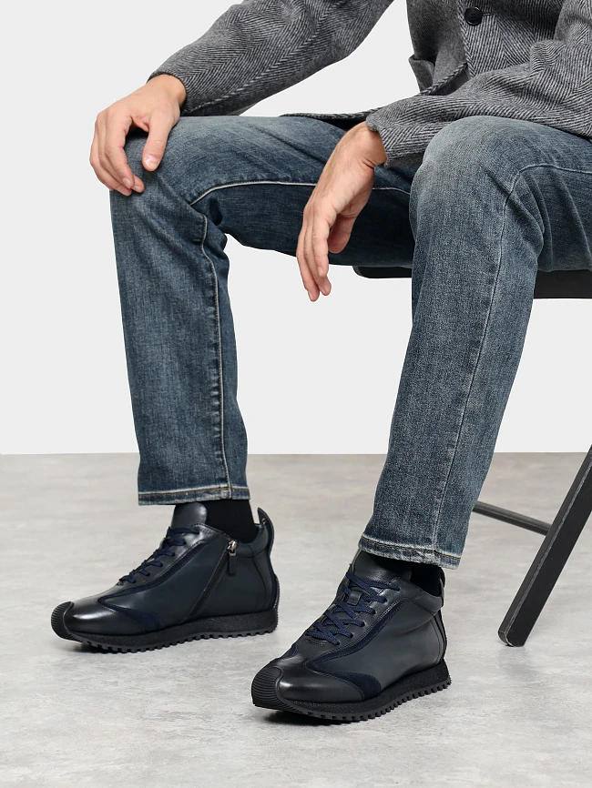 Ботинки мужские демисезонные, цвет синий, натуральная кожа/натуральный спилок M1782594 | 10