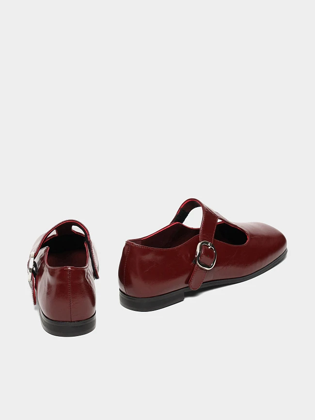 Балетки женские всесезонные, цвет бордовый, натуральная масляная кожа 7210418 | 3