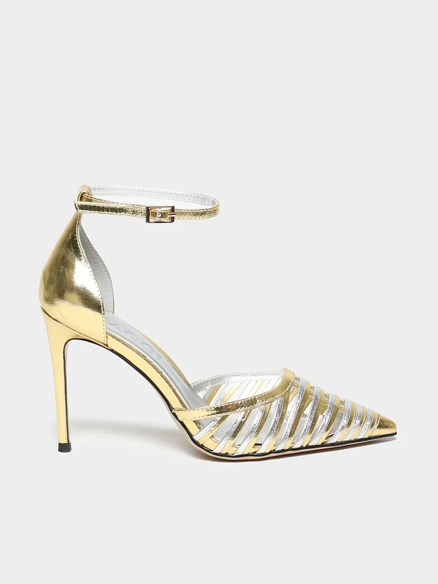 Туфли женские летние, цвет золотой, натуральная кожа 944344 | 1