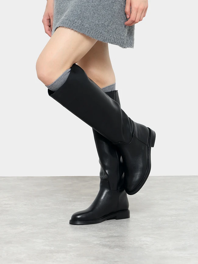 Сапоги женские демисезонные, цвет черный, натуральная кожа и полимерные материалы 27VC163 | 9