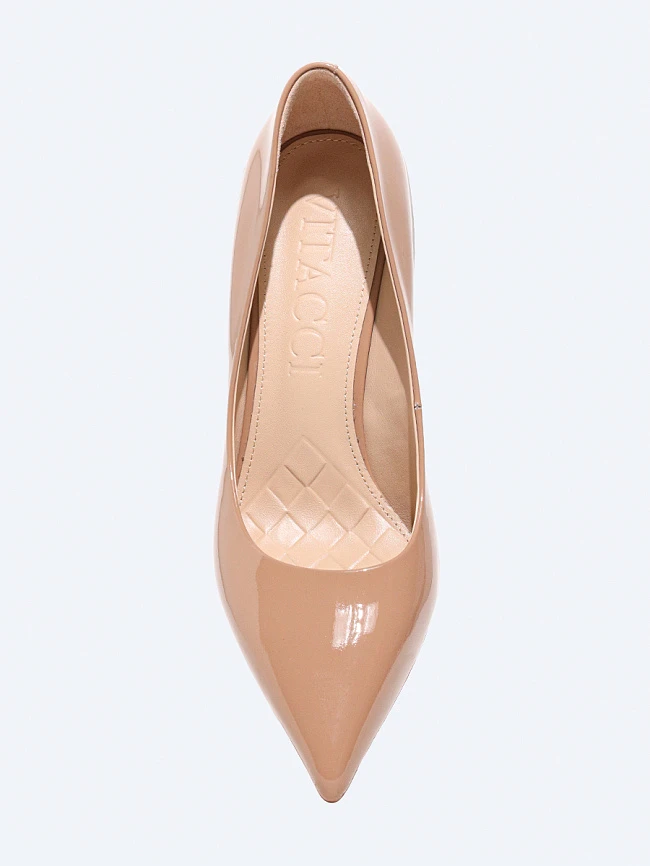 Туфли женские всесезонные, цвет бежевый, натуральная лаковая кожа 497322 | 4