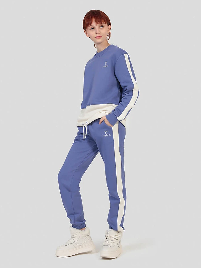 DS6506-16 Костюм спортивный (джемпер+брюки) для девочек фиолетовый+88% хлопок, 12% полиэстер DS6506-16 | 2