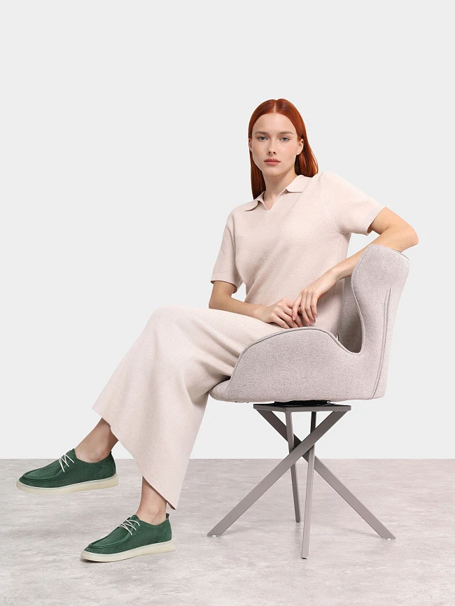 Полуботинки женские демисезонные, цвет зеленый, натуральный спилок 136444 | 12