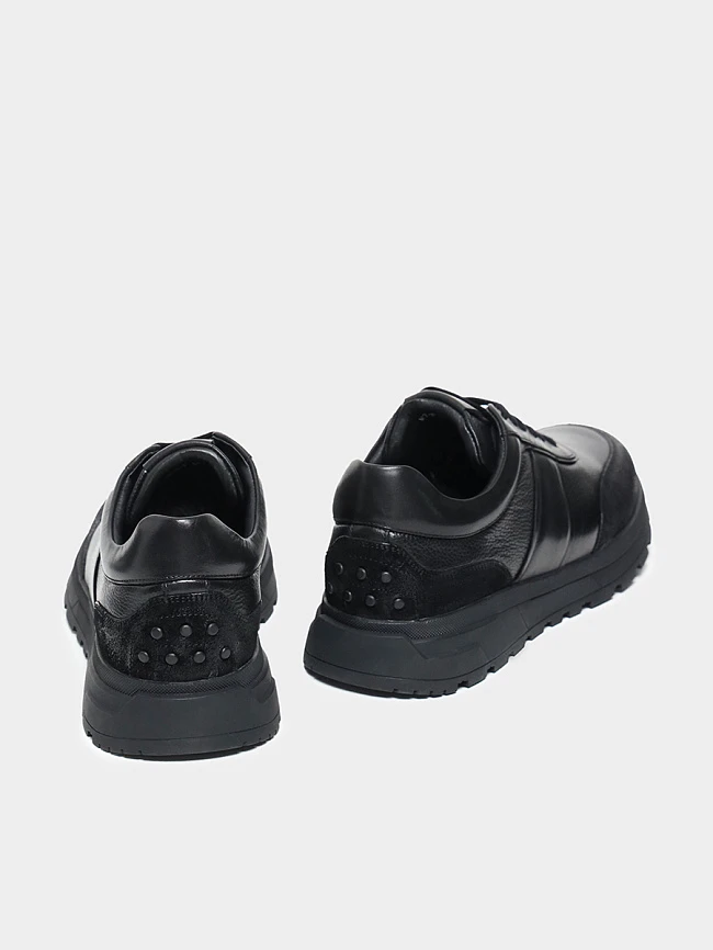 Кроссовки мужские демисезонные, цвет черный, натуральная кожа/натуральный спилок M1782055-1 | 3