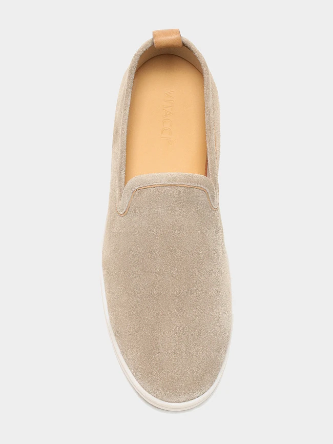 Слипоны мужские летние, цвет бежевый, натуральный спилок M1782814 | 4