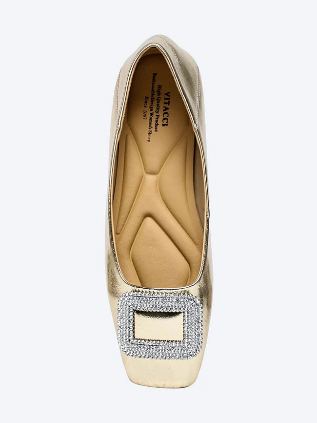 Балетки женские всесезонные, цвет золотой, натуральная кожа и полимерные материалы 1849941 | 5