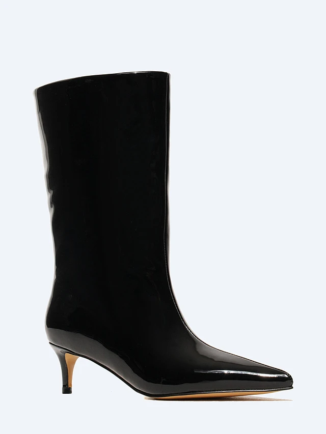 Полусапоги женские демисезонные, цвет черный, искусственная лаковая кожа 6550315 | 1