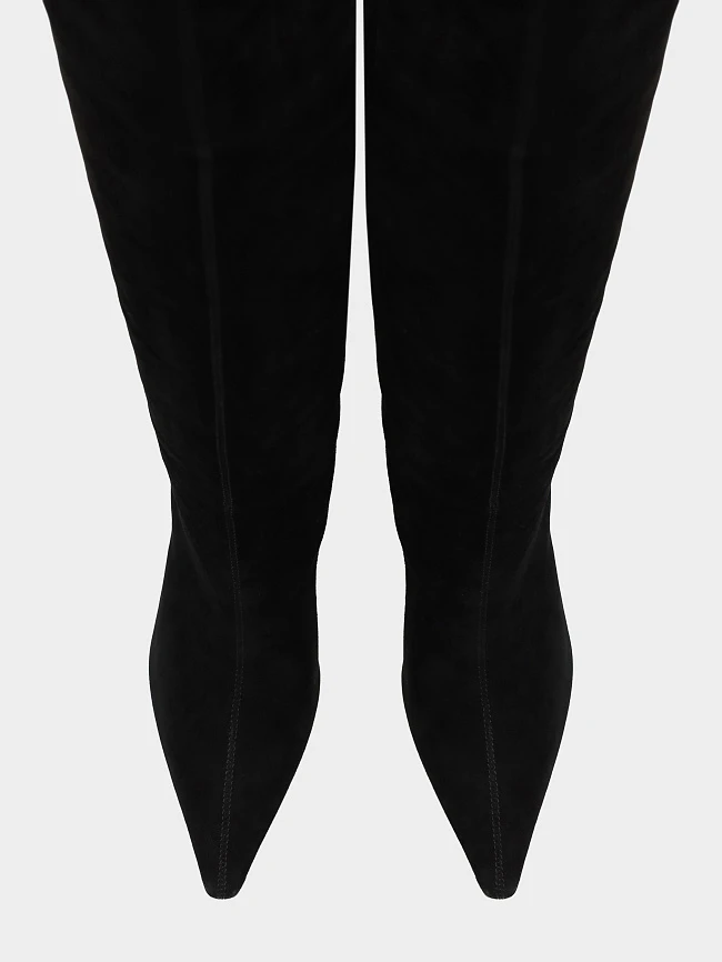 Ботфорты женские демисезонные, цвет черный, натуральный велюр 1494672 | 5