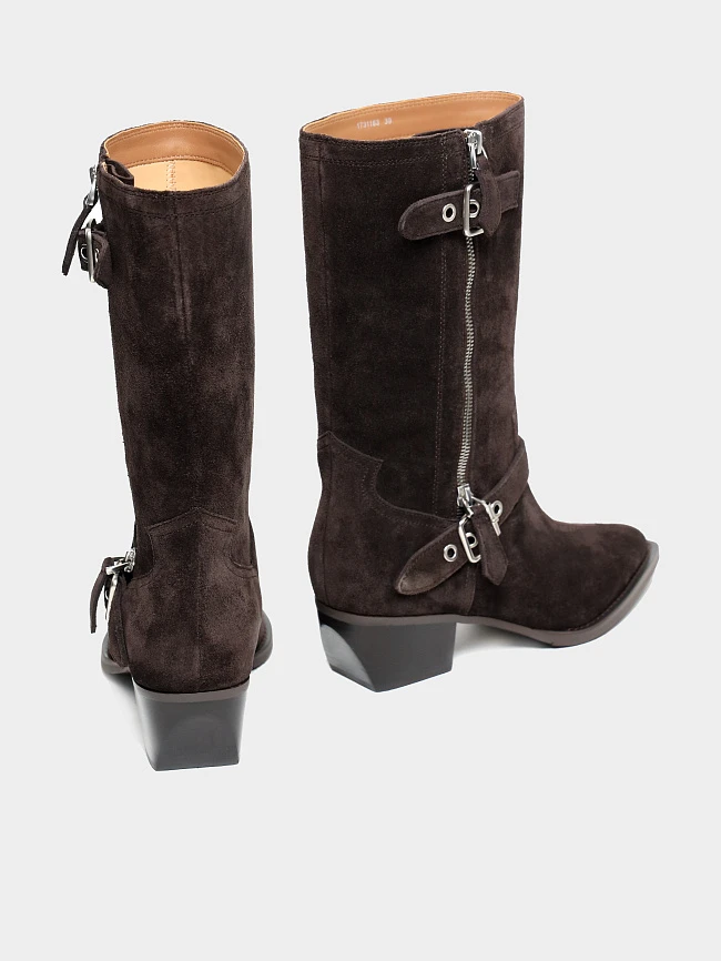 Сапоги женские демисезонные, цвет коричневый, натуральный спилок 1731183 | 4