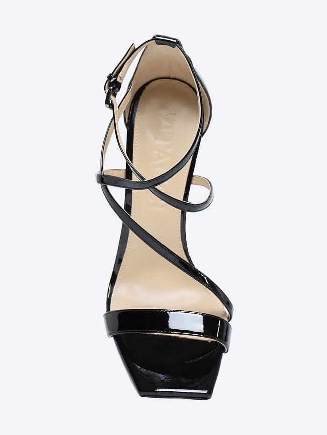 Босоножки женские летние, цвет черный, натуральная лаковая кожа 495826P | 4