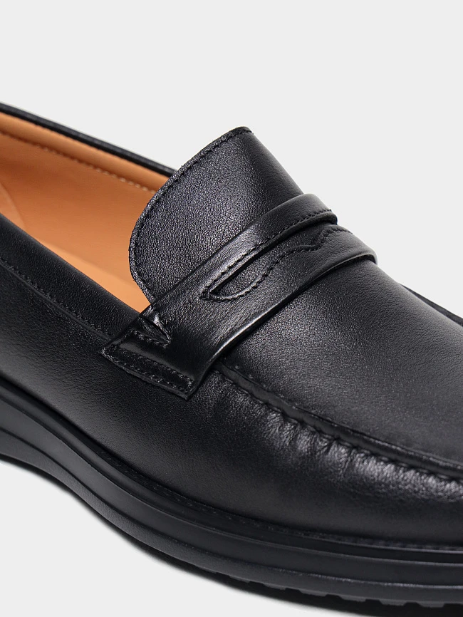 Мокасины мужские летние, цвет черный, натуральная кожа M801315 | 5