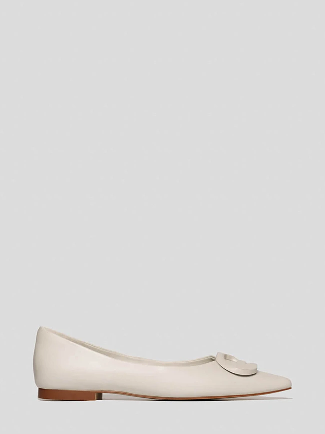 Балетки женские всесезонные, цвет молочный, натуральная кожа 1820019 | 2