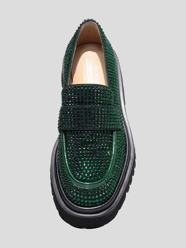 Лоферы женские всесезонные, цвет зеленый, натуральный велюр 1820526 | 4