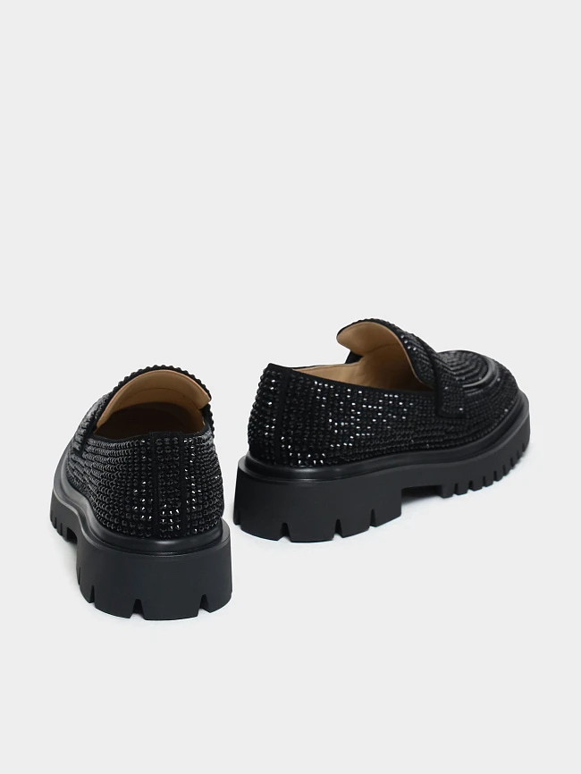 Лоферы женские всесезонные, цвет черный, натуральный велюр 1820529 | 4