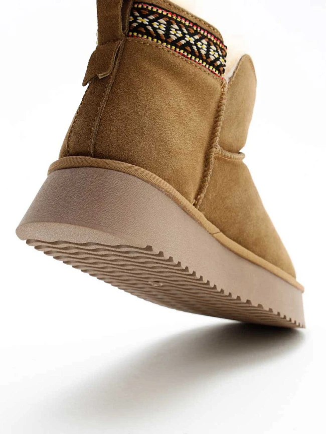 Полусапоги женские зимние, цвет песочный, натуральный спилок 27VD083M | 18