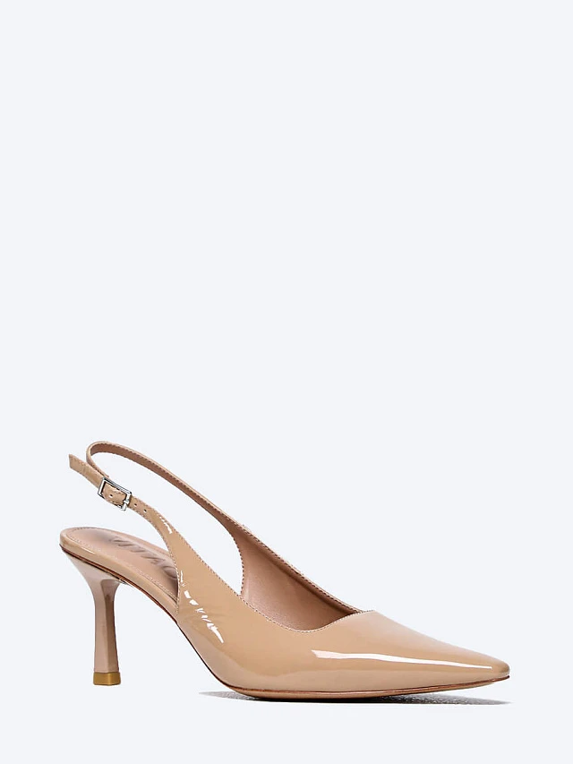 Туфли женские летние, цвет бежевый, натуральная лаковая кожа 496794 | 1