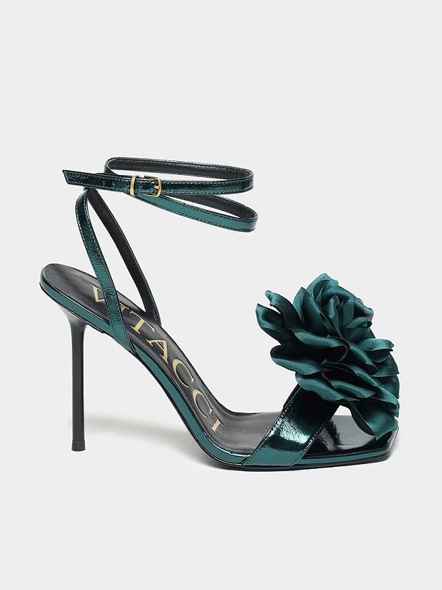 Босоножки женские летние, цвет изумрудный, натуральная кожа 1495155F | 1